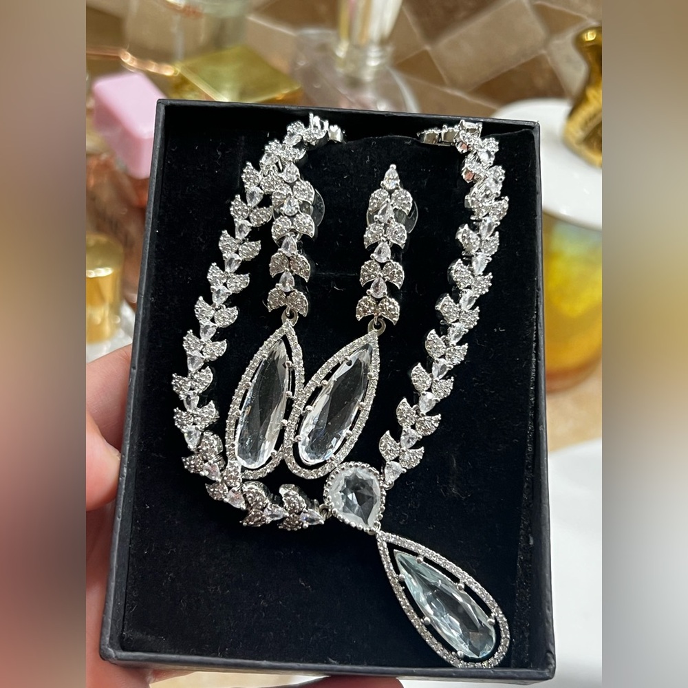Elegant Silver Necklace and Earring Set